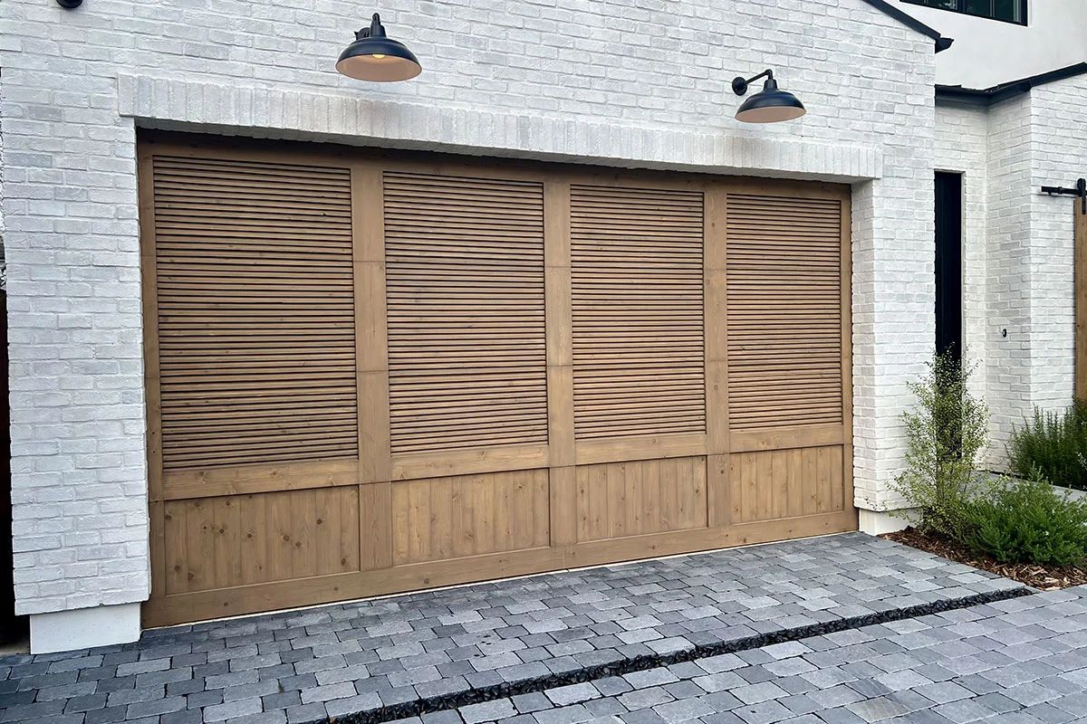 Custom wood garage door installation